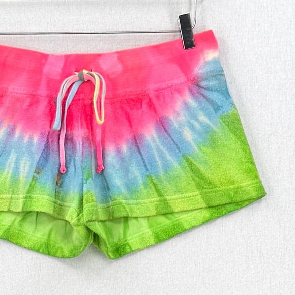 HARD TAIL Tie Dye Terry Shorts Womens XL Pink Green Neon Rainbow Mini Y2K NEW - Picture 4 of 12